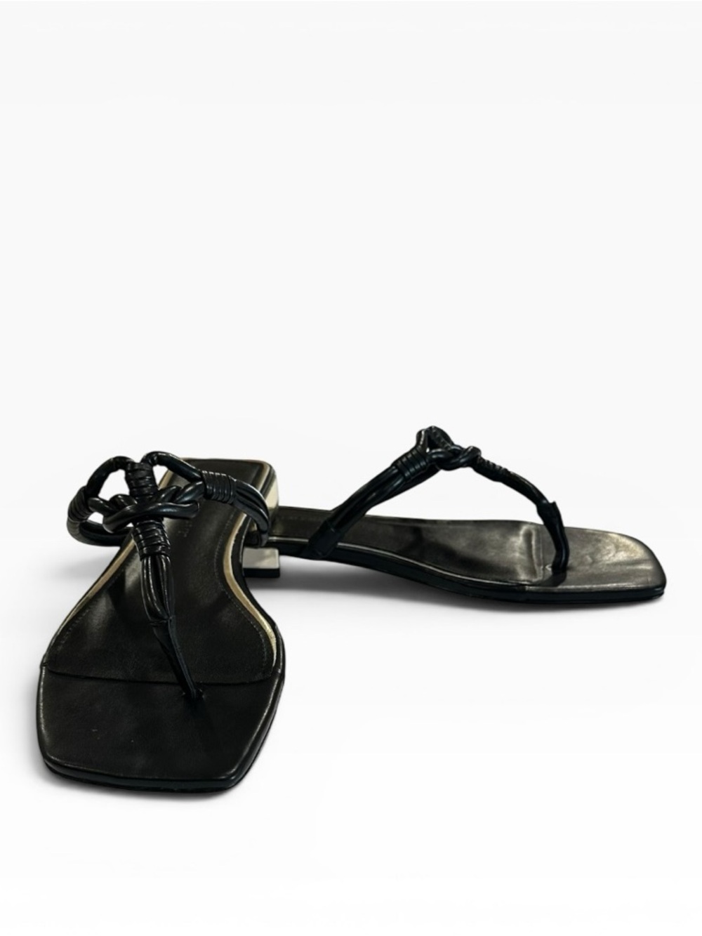 White House Black Market Knotted Flat Sandals Black Size 7